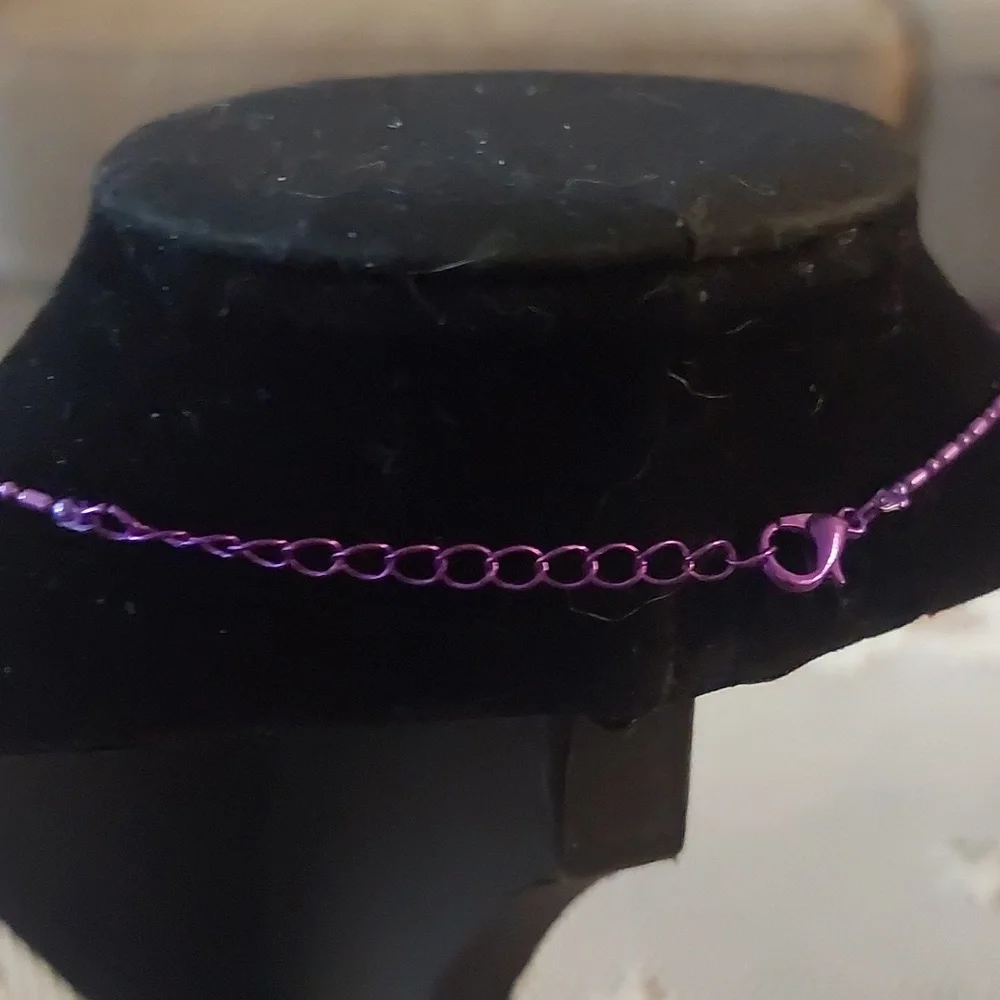 Purple Mermaid Rhinestone Pendant Kids Necklace